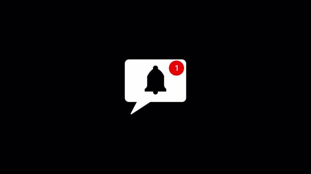 Animated bell notification icon with transparent background.