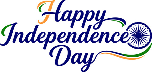 India independence day typography design 'happy independence day' with ashoka chakra © MstMunnaAkter