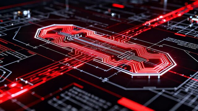 Red glowing circuit board design