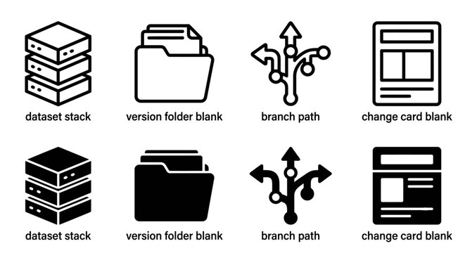 Dataset stack icons and change card symbols