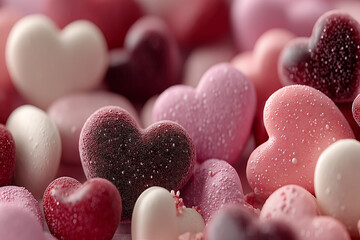 Obraz premium Flat lay of love hearts
