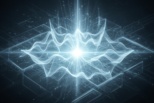 Abstract quantum wave function visualization with light burst