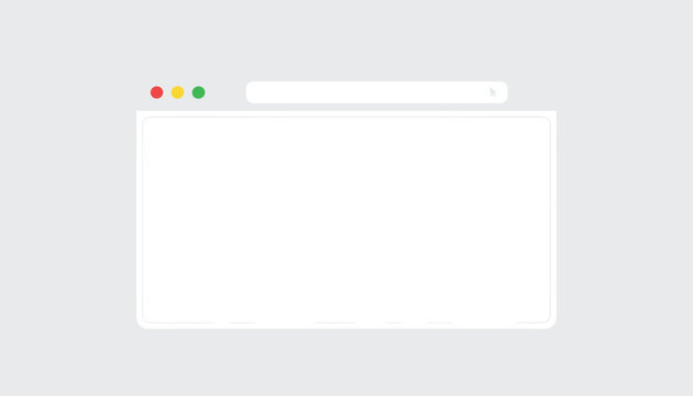 Simple blank web browser window template with colorful control buttons and a search bar on a light grey background.