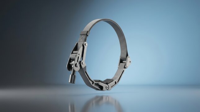 Strap clamp 3D render flexible securing tool engineered for irregular shape retention assembly and fabrication procedures
