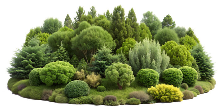 Deciduous And Evergreen Forest Trees Cutout Isolated Background