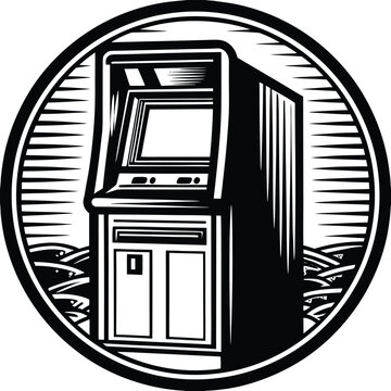 smart atm silhouette logo  touchscreen atm  vector icon