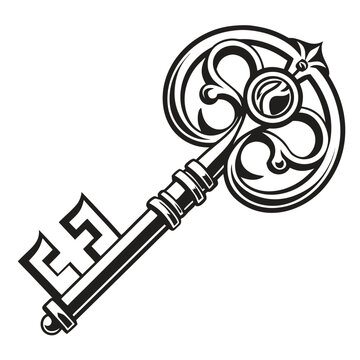 bank vault key silhouette logo  vector icon