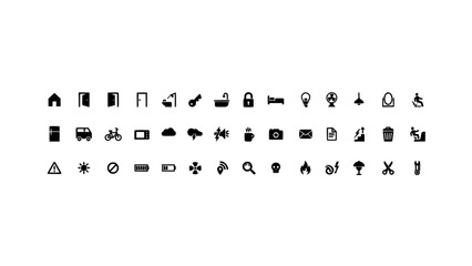 Fototapeta premium Icons Representing Various Symbols and Concepts in a Set of 60 Distinct Icons Featuring Concept, Illustration, Design with Vector