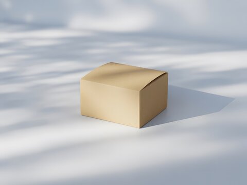 Small craft paper box packaging mock-up with leaf shadows