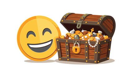 Smiling Emoji beside Treasure Chest. © SuryaAji