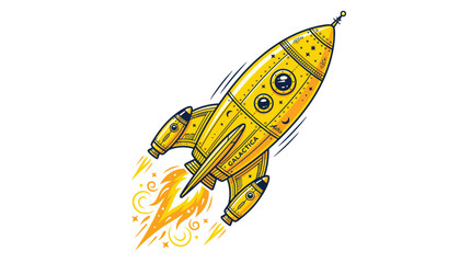 Yellow Rocket Ship Blasting Off. © SuryaAji