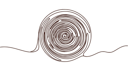 Abstract Spiral Snail Shell, Continuous Line Art, Monochrome Design © illustration vector 