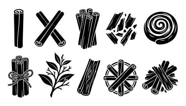 Cannabis Leaf and Rolling Paper Icons Set with Black Line Art, Swirls, Flowers, and Circular Swirl Accents