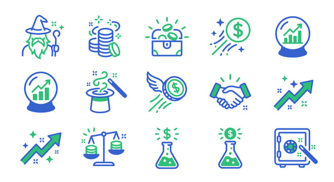 Financial Magic Icons Set.