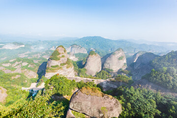 Naklejka premium Sea of ​​clouds at sunrise in Bajiaozhai, Ziyuan County, Guilin, Guangxi