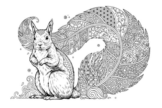 Zentangle squirrel abstract pattern artwork high resolution picture