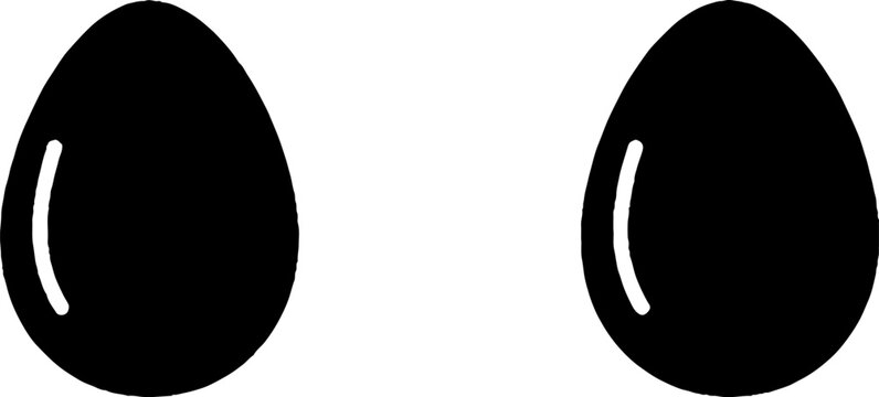 Pair of black teardrop shapes isolated on white.