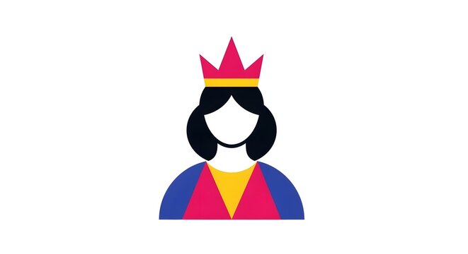 Colorful abstract illustration of a queen icon with crown