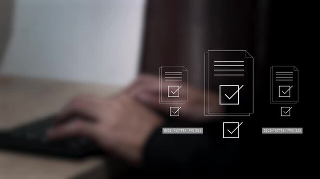 Digital recruitment and candidate selection concept with virtual resume profiles symbolizing hiring process, HR technology, employee screening checklist.