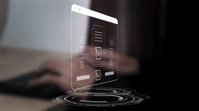 Digital recruitment and candidate selection concept with virtual resume profiles symbolizing hiring process, HR technology, employee screening checklist.