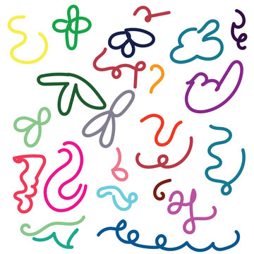 Hand Drawn Doodle Collection with Colorful Line Art and Sketch Elements