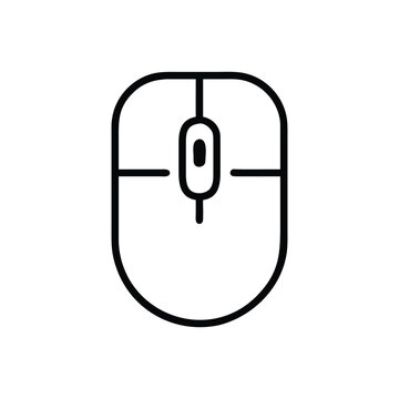 Computer Mouse Icon with Scroll Wheel and Buttons on White Background Minimalist Design