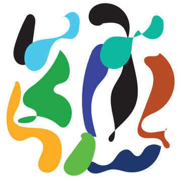 Abstract Organic Shapes Collection with Colorful Modern Cutout Design Elements