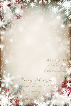 Vintage Christmas junk journal page for scrapbook , paper card craft, ephemera, winter holiday background
