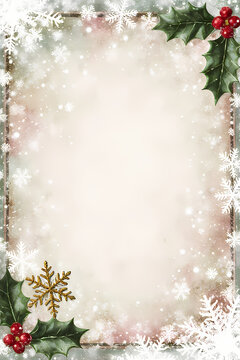 Vintage Christmas junk journal page for scrapbook , paper card craft, ephemera, winter holiday background