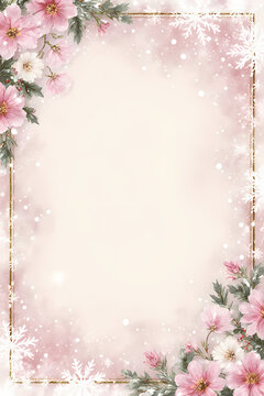 Vintage Christmas pink junk journal page for scrapbook , paper card craft, ephemera, winter holiday background