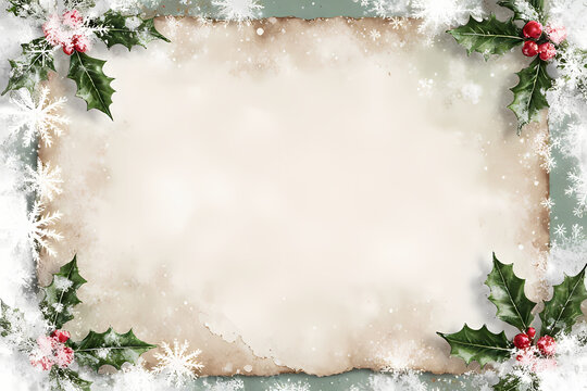 Vintage Christmas junk journal page for scrapbook , paper card craft, ephemera, winter holiday background