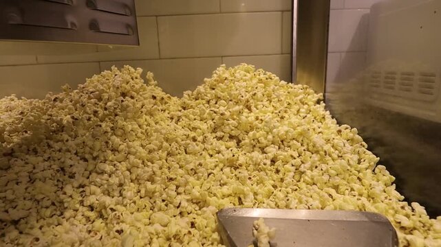 Popcorn inside a popcorn machine