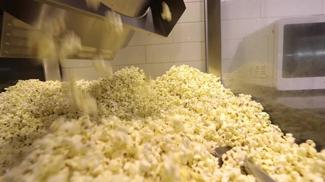 Popcorn inside a popcorn machine