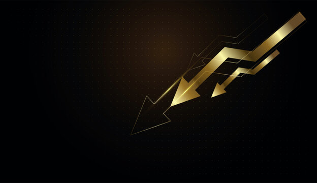 Multiple Gold Arrows rising together create a powerful visual of growth, downward movement, and decreasing value in the market. Perfect for Finance