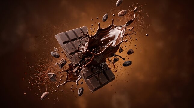 Luxury Dark Chocolate Splash with Premium Pieces for World Chocolate Day