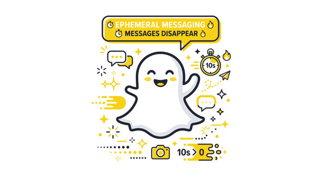 Snapchat Ghost Character Social Media Icon.