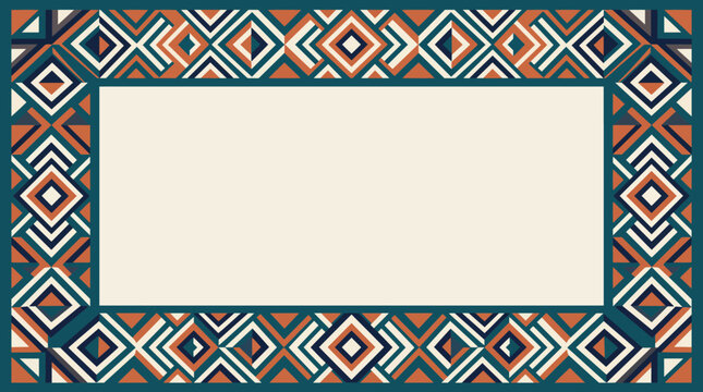 Indonesian ethnic geometric border frame with traditional tribal pattern ornament