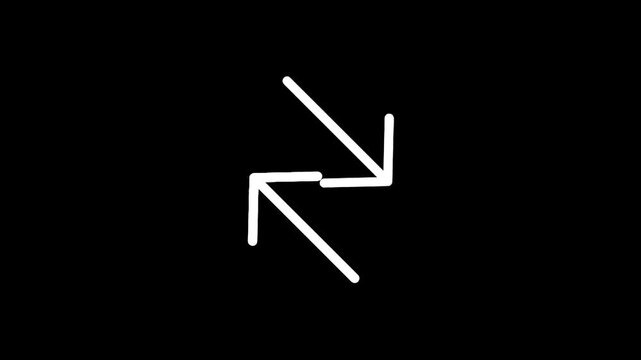 Two white arrows forming a circular motion on a black background