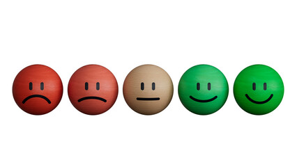 Naklejka premium Set of emoji emoticons with sad and happy mood, evaluation, Increase rating, Customer experience, Satisfaction and best excellent services rating concept, Customer service evaluation