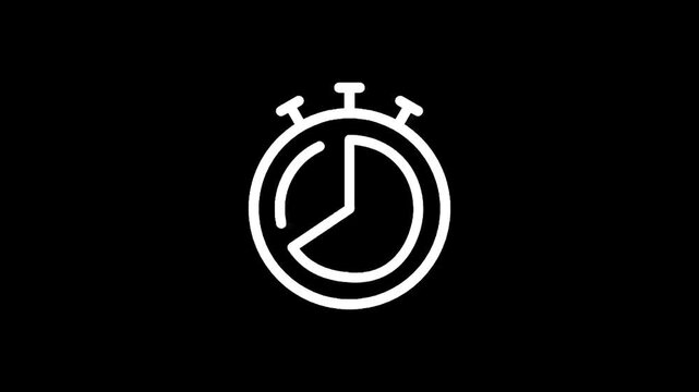Simple white stopwatch icon on a black background, representing time and speed