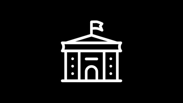 Icon of a classical building with a flag on top, representing government or education