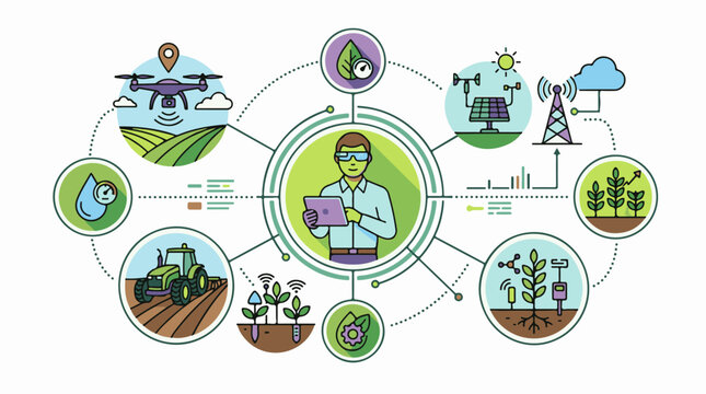 Farmer uses digital tools and technology for modern agriculture