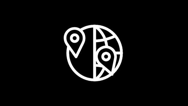 Global location pins on a simplified globe icon representing worldwide travel and navigation