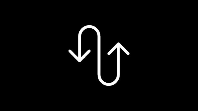 Simple white arrows forming a winding path on a black background