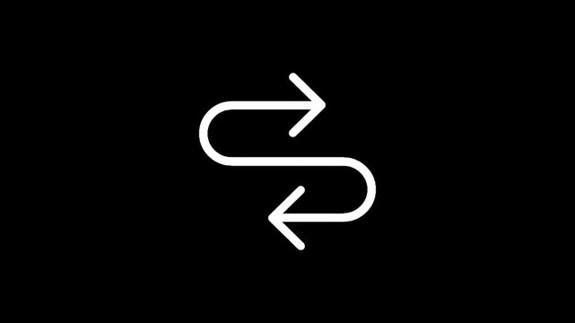 Simple white arrows forming a continuous loop on a black background