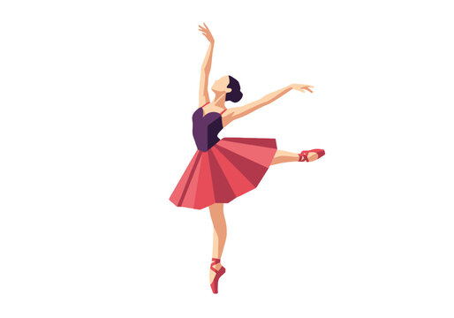 Ballet dancer in pink tutu performing arabesque