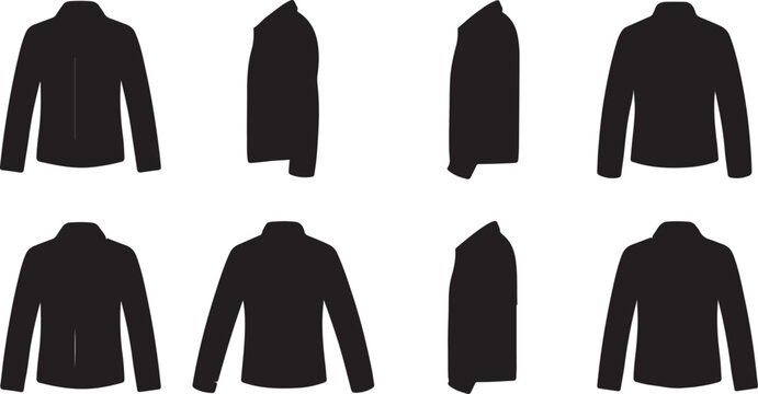 Black Denim Jacket Vector Template Set with Multiple Views