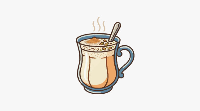 Hand drawn illustration of a ceramic mug with coffee.