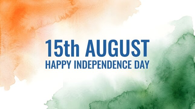 Indian independence day watercolor background with text 15th august