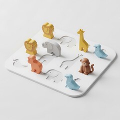 Obraz premium Cute Lego minifigures on white bedding with accessories.